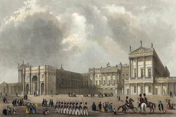 Buckingham palace engraved by j woods after hablot browne r garland publ 1837 edited