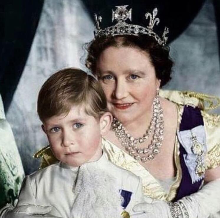 Queen Mum et le prince Charles