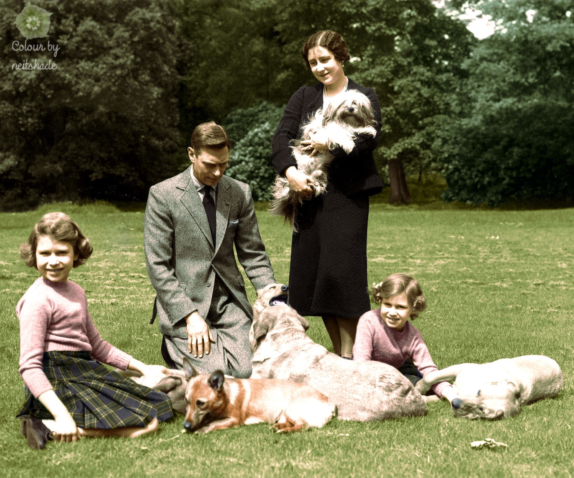 Princesse Elizabeth, George VI, Elizabeth Bowes Lyon, princesse Margaret