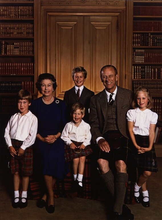 Elizabeth II, prince Philip et leurs petits-enfants - 1987